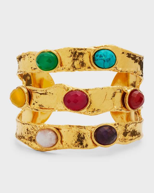 Multi-Stone Lava Cuff Bracelet